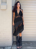 Vestido Midi Asimétrico Down With Love de Lunares Blancos y Negros