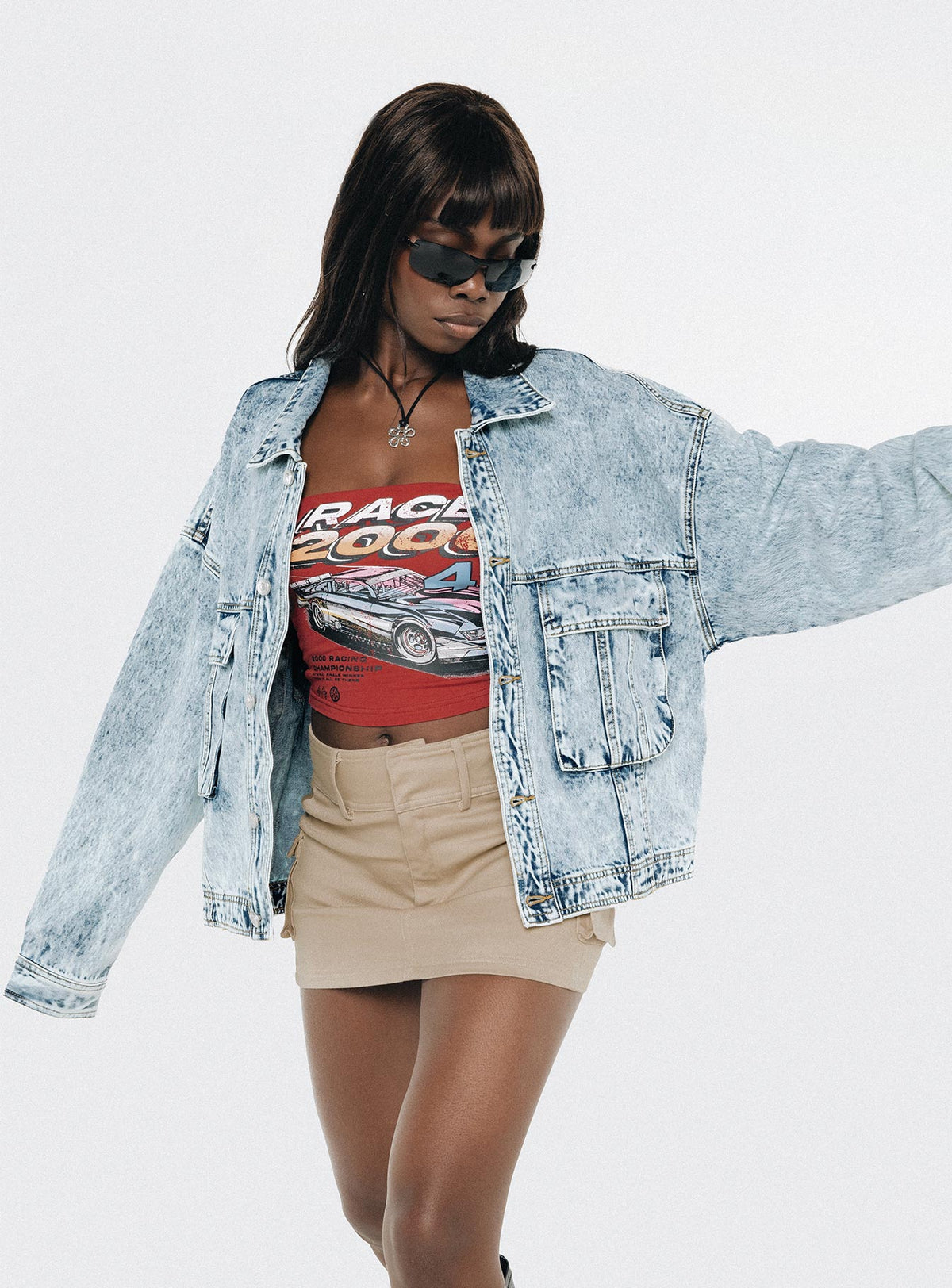 Chaqueta vaquera oversize Kier en lavado claro