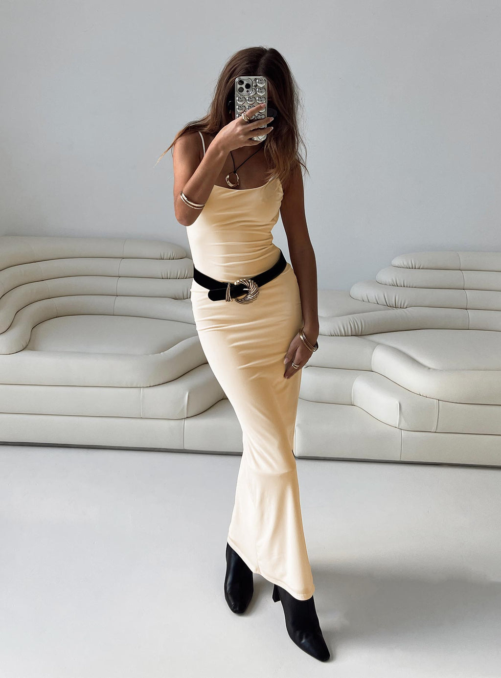 Vestido largo Knox color durazno