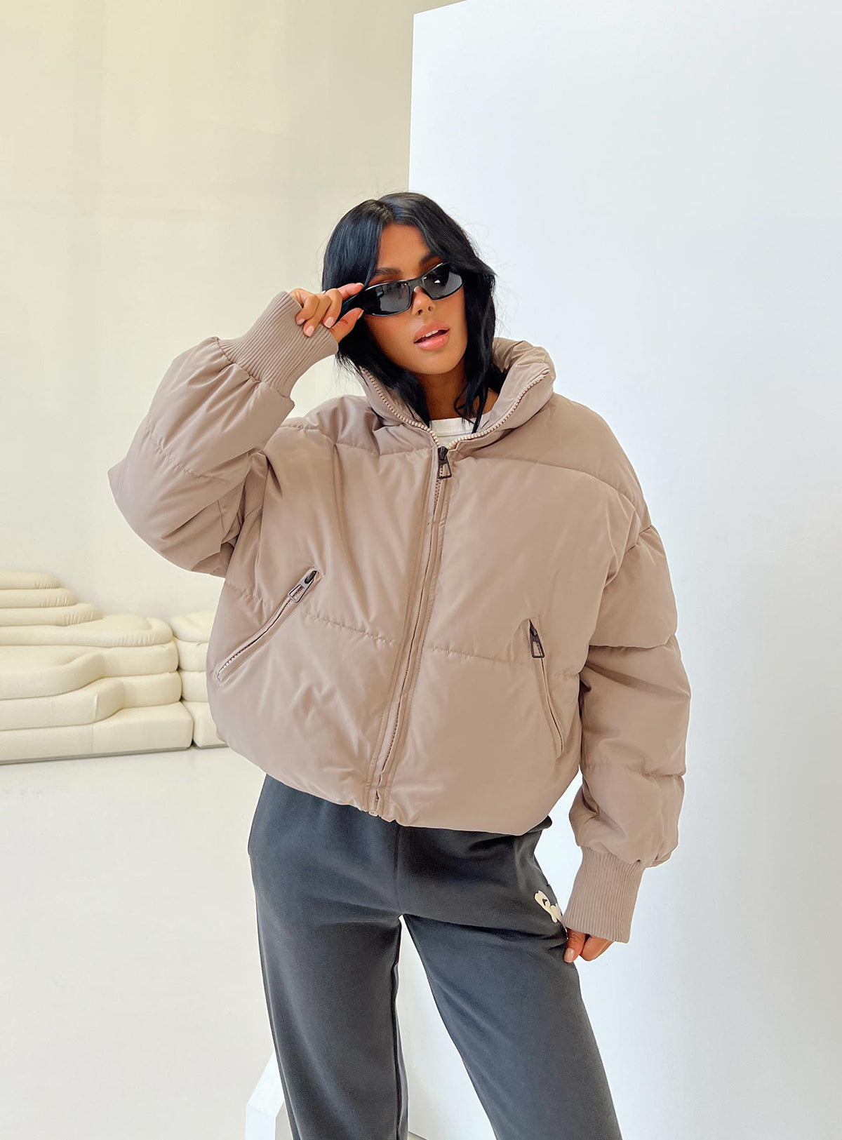 Chaqueta acolchada 7th Avenue color beige