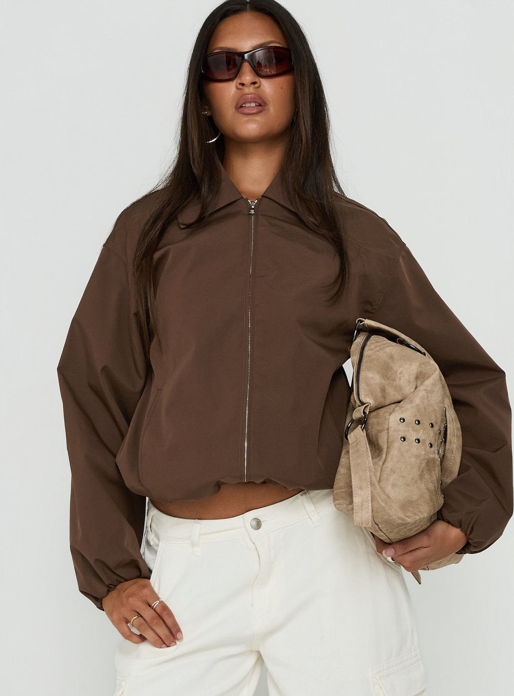 Chaqueta tipo bomber de lona Scorpia color marrón oscuro