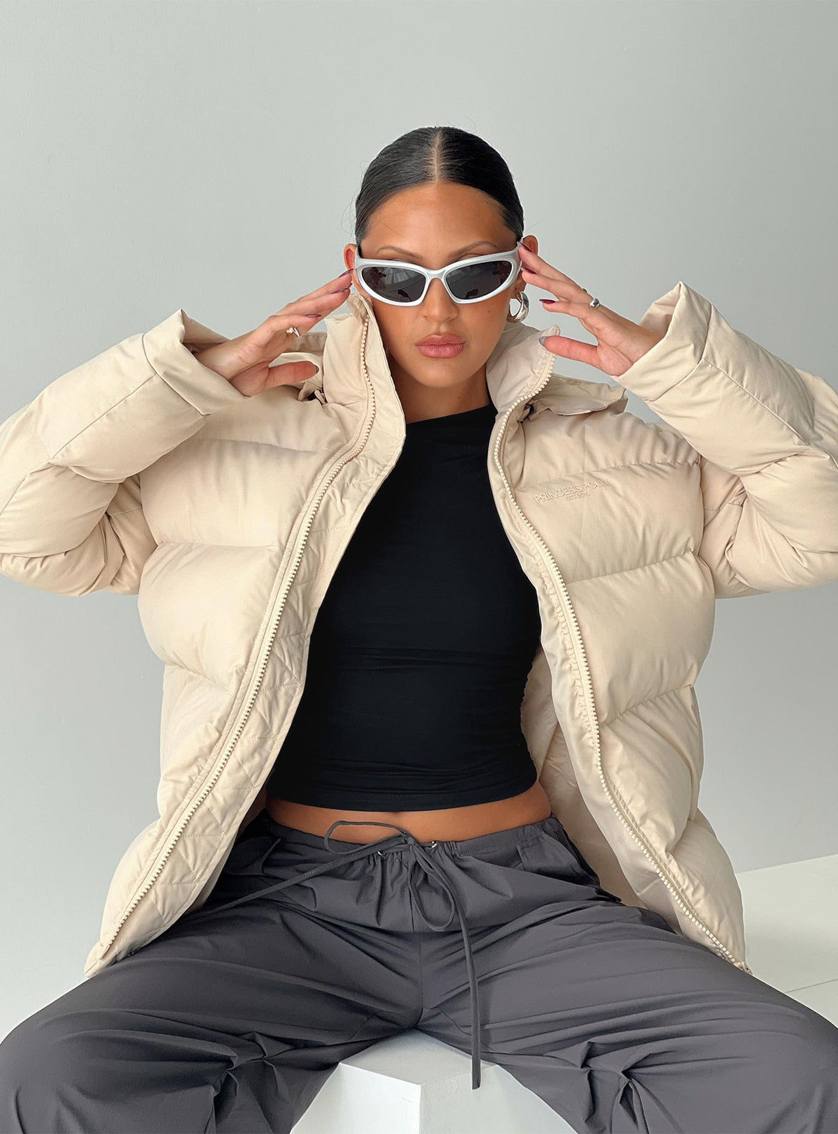 Chaqueta acolchada técnica Dream Puff beige