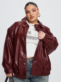 Chaqueta de piel sintética Devija color burdeos, talla grande