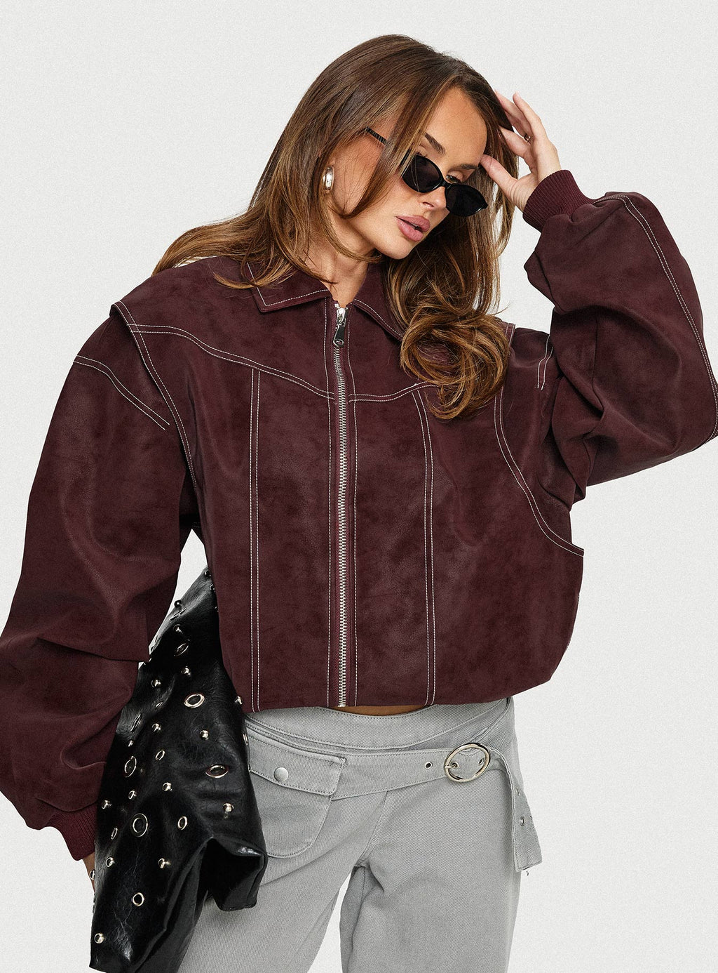 Chaqueta tipo bómber Vista color burdeos
