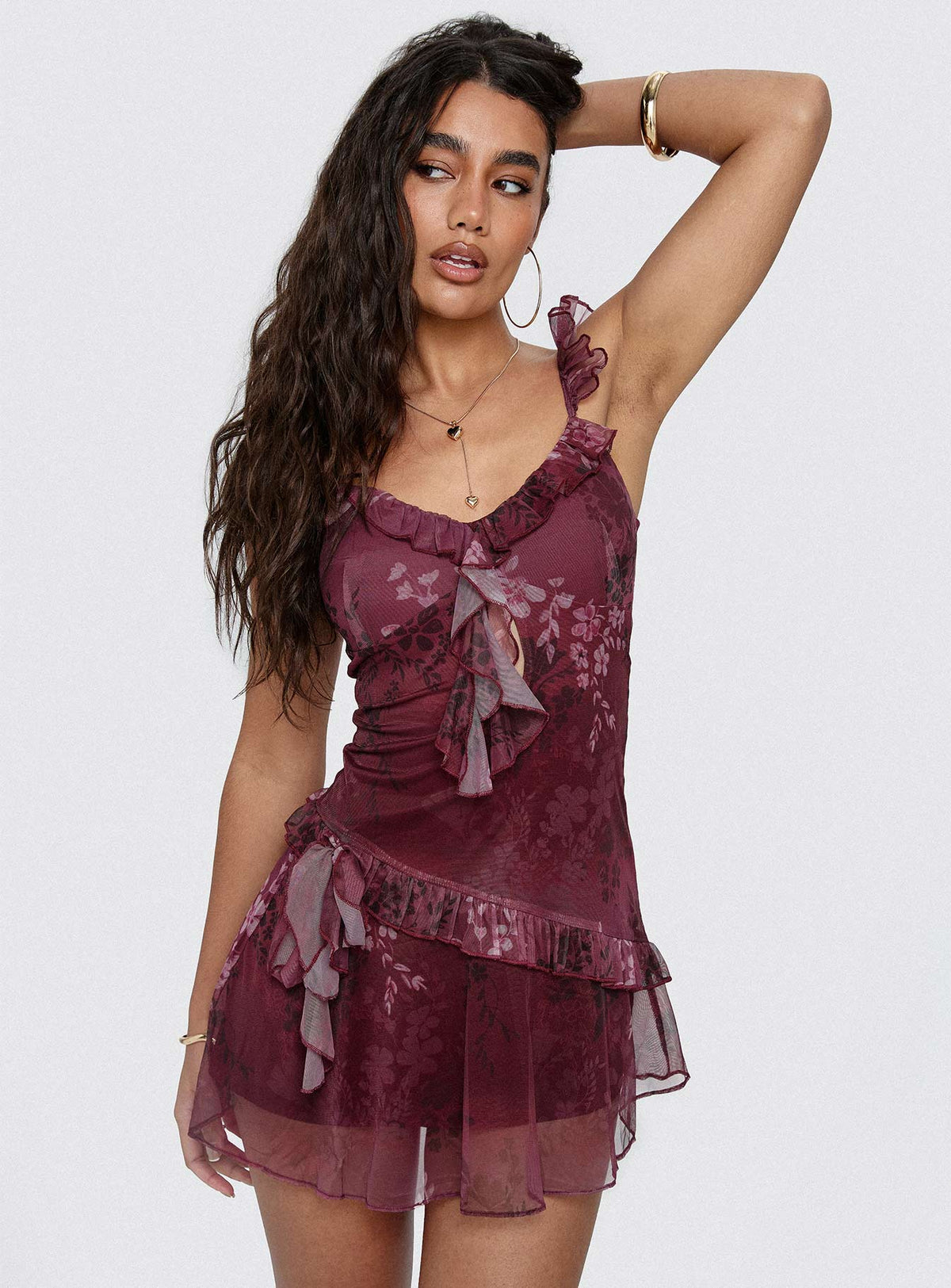 Minivestido Ballad Floral con Volantes Multicolor