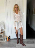 Minivestido de encaje de manga larga Somanie blanco