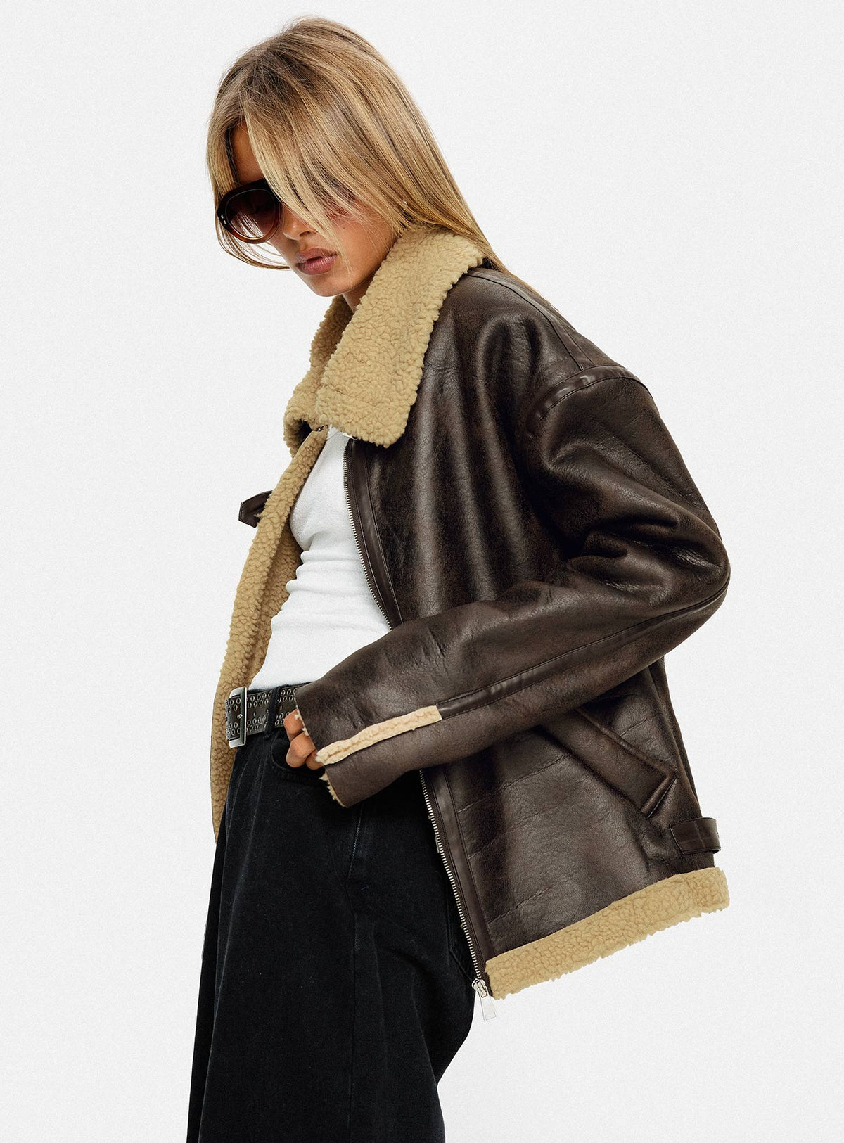 Chaqueta con cuello Benetta marrón