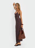 Vestido largo de malla con lunares ciruela/rosa "Glass Half Full"