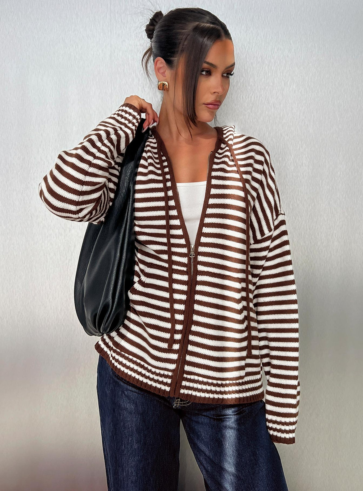 Chaqueta con cremallera Brienna marrón