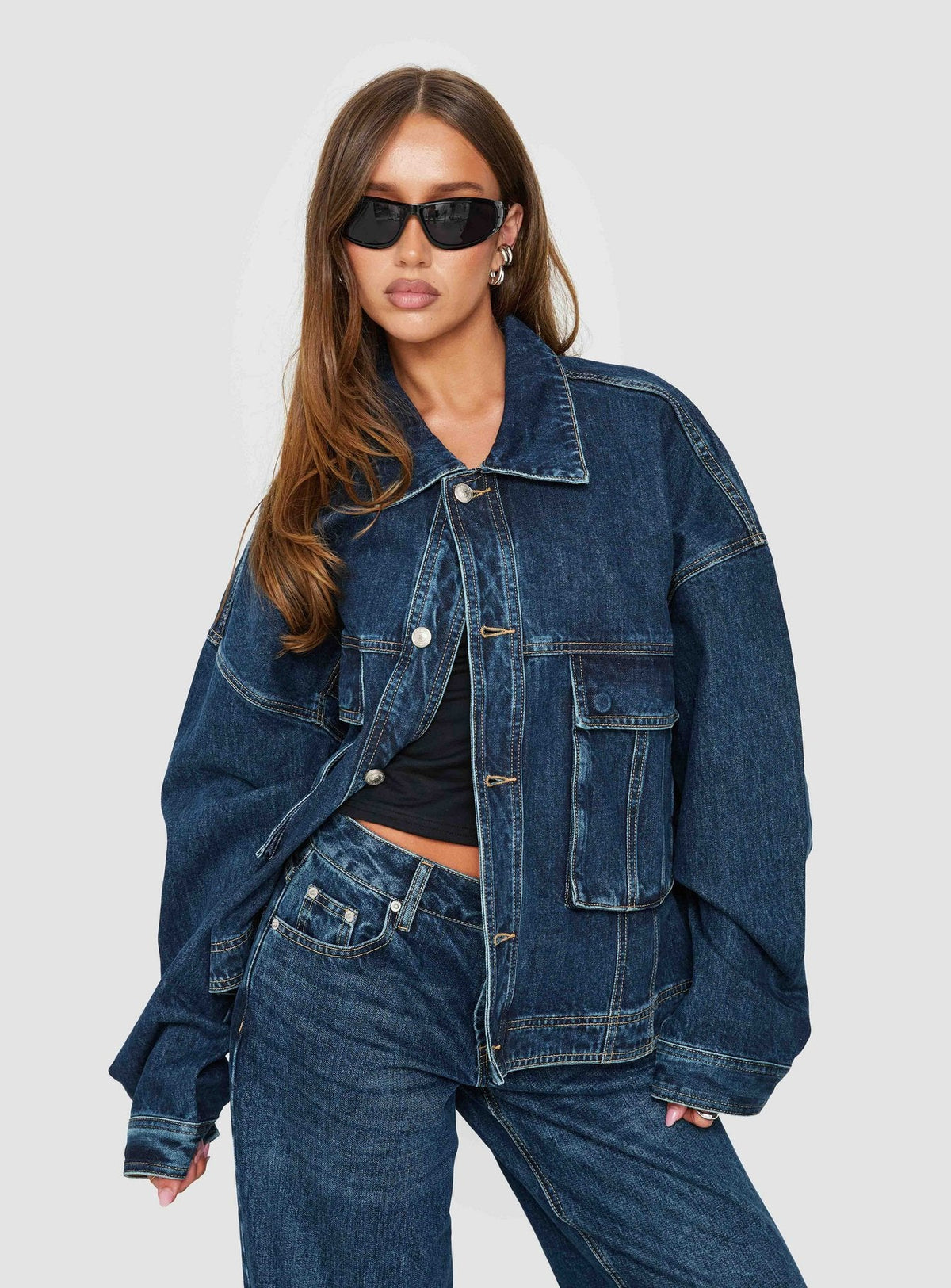 Chaqueta oversized Kier en denim lavado azul oscuro