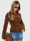 Chaqueta entallada de pana Jadeann, color marrón