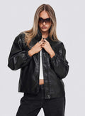 Chaqueta tipo bomber de piel sintética Missed Call negra