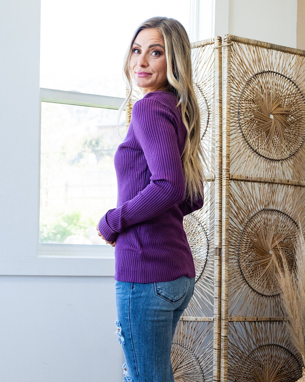 Top Henley de canalé Monica - Ciruela VENTA FINAL