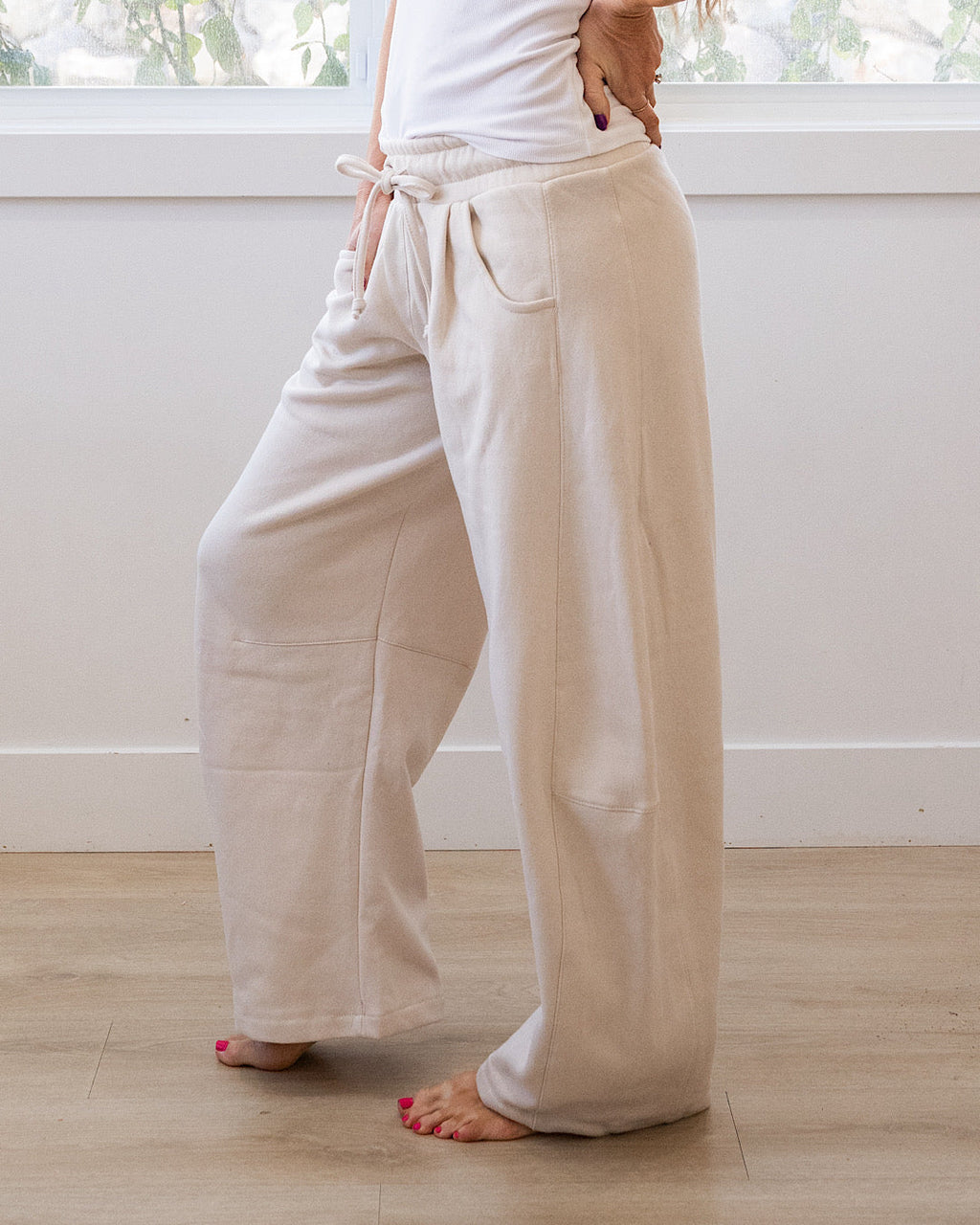 Pantalones de estar por casa Micael de pernera ancha - Beige