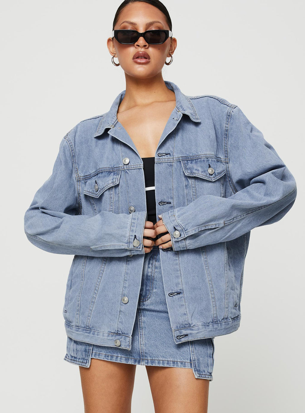 Chaqueta vaquera estilo Western azul claro