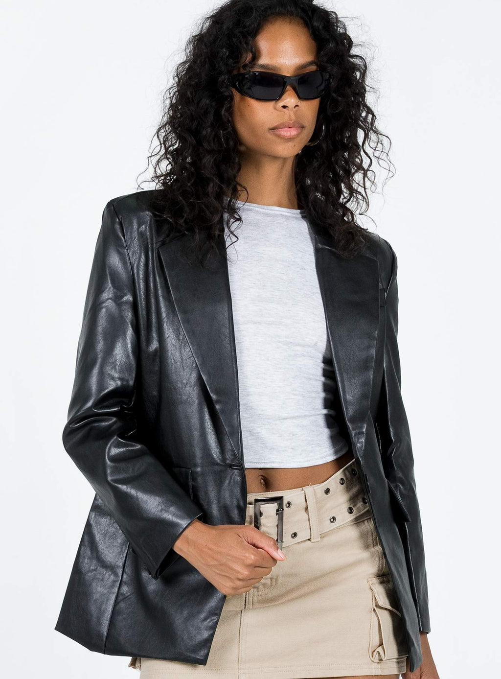 Blazer de piel sintética Jocelyn negro