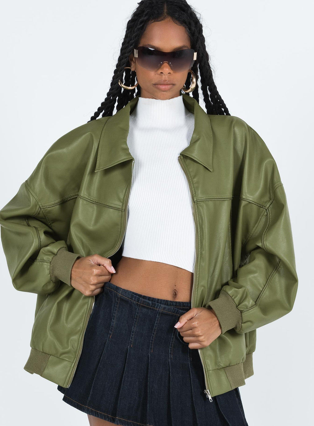 Chaqueta bomber de piel sintética Goldsmith verde