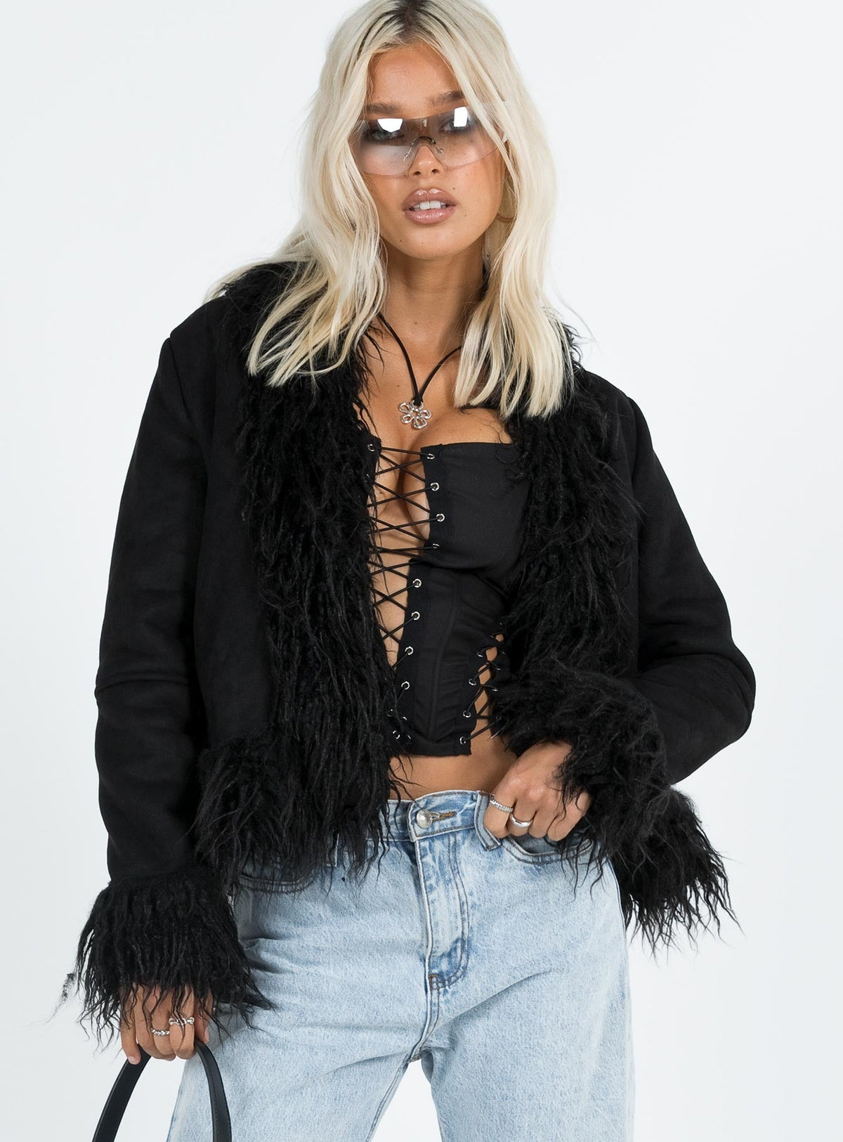 Chaqueta de piel sintética Lowden negra