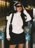 Chaqueta de punto con cremallera Nylah blanca