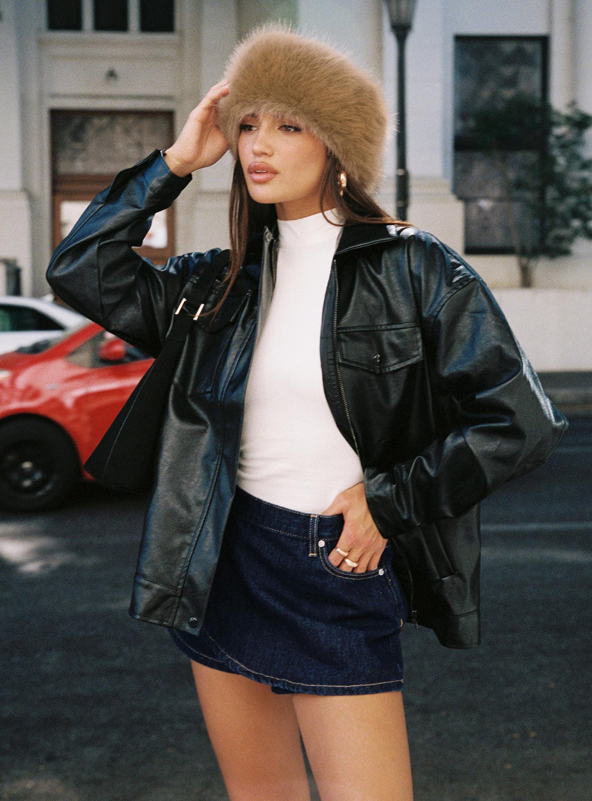 Chaqueta de piel sintética Callie negra