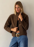 Chaqueta Jessalynn de ante sintético con cremallera, color marrón