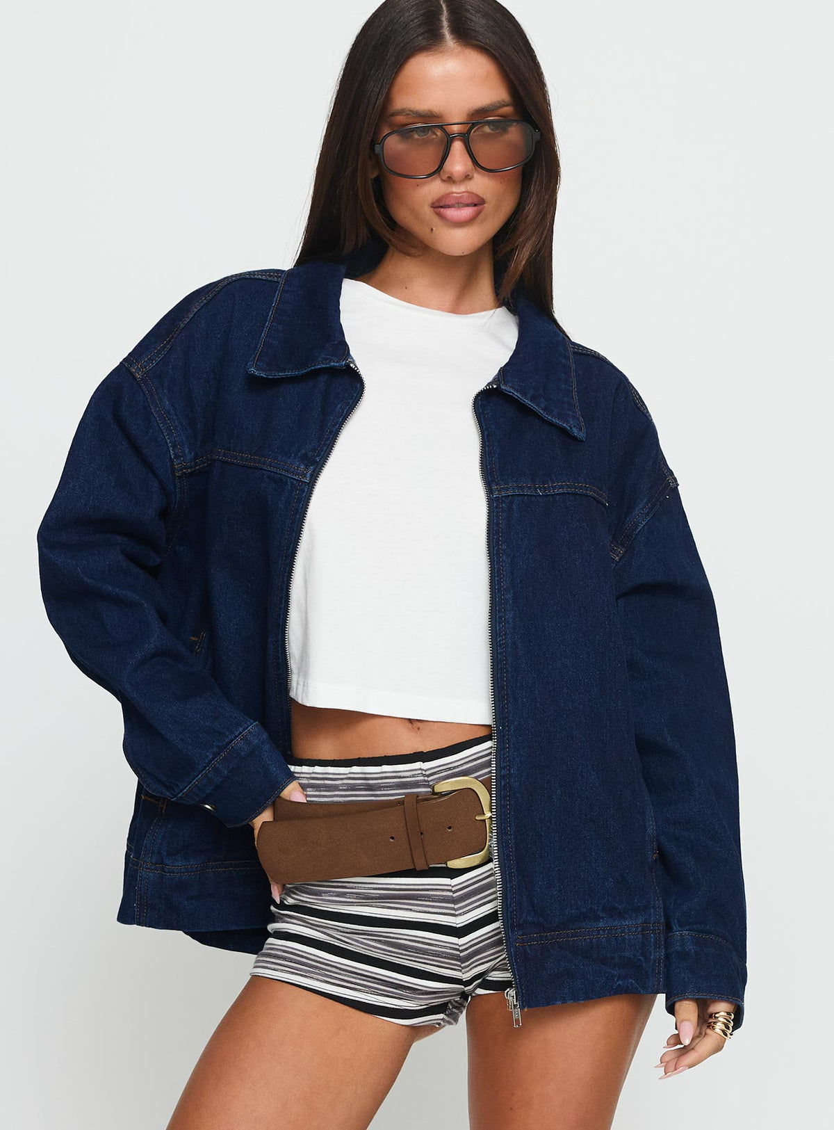 Chaqueta tipo bomber de mezclilla Goldsmith en lavado oscuro