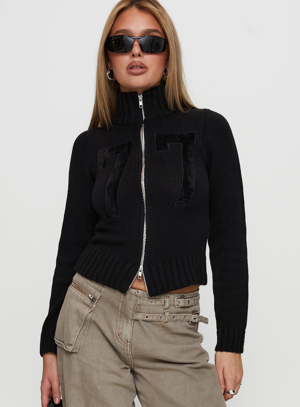 Chaqueta de punto con cremallera Nylah negra