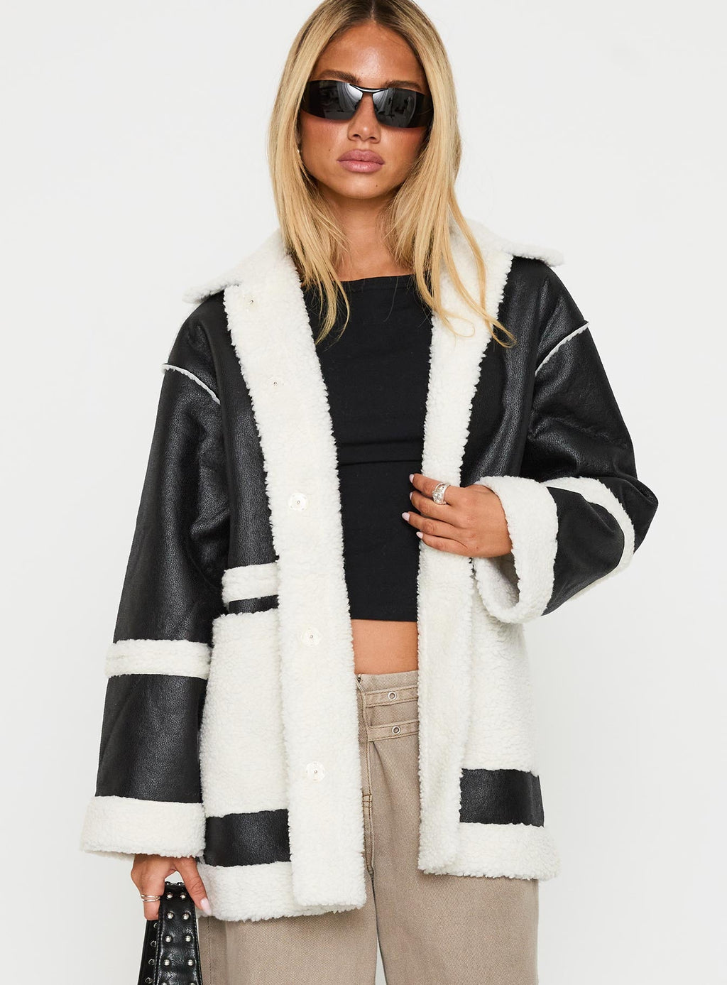 Chaqueta de piel sintética Lexie negra