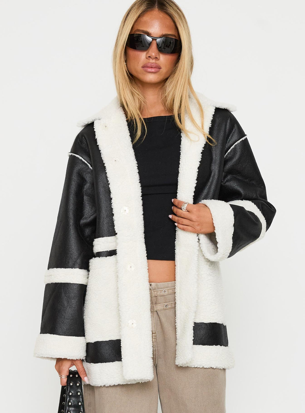 Chaqueta de piel sintética Lexie negra