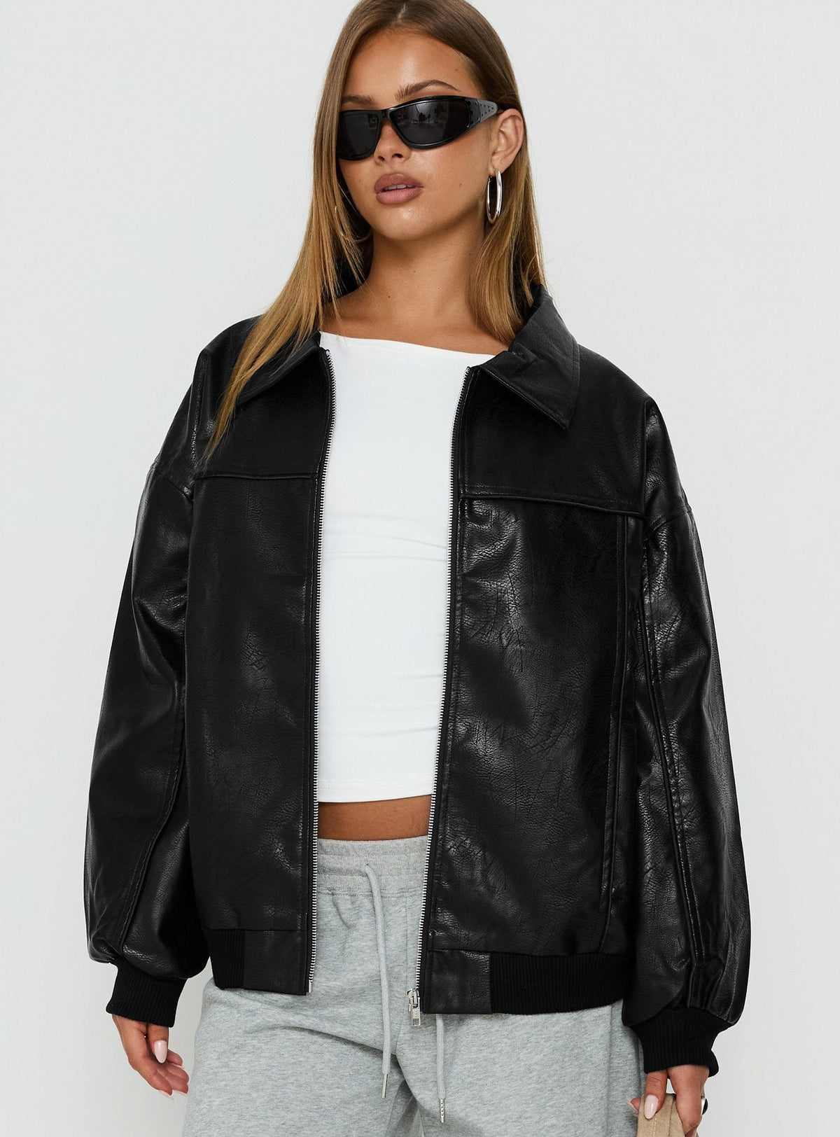 Chaqueta bomber de piel sintética Goldsmith negra