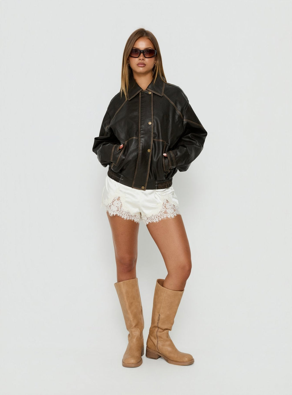 Chaqueta de piel sintética Jaxton marrón petite