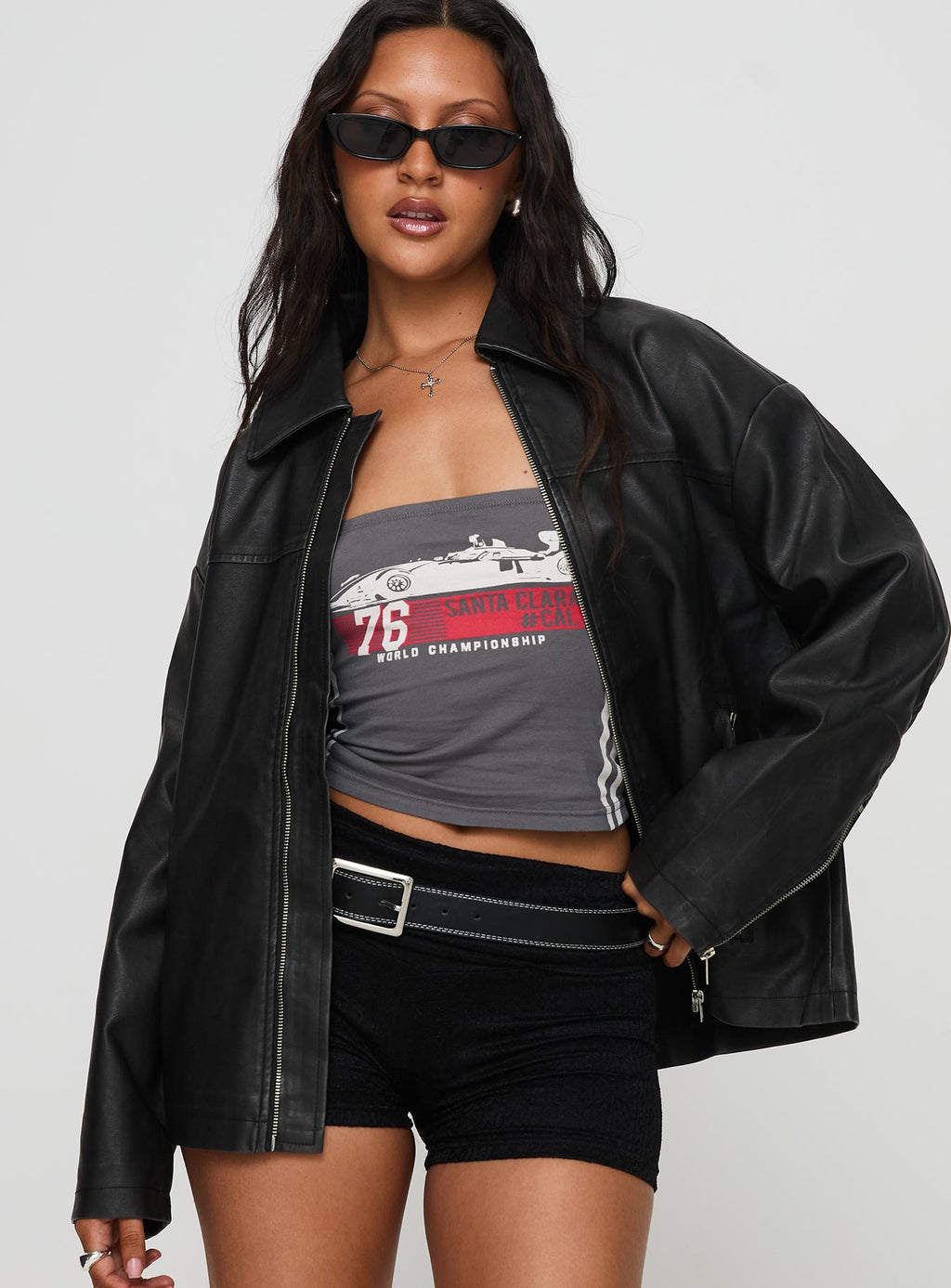 Chaqueta de piel sintética Napoleon negra