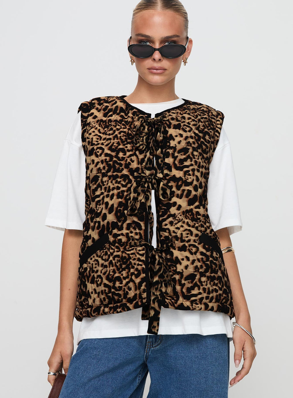 Chaleco acolchado Samual con estampado de leopardo