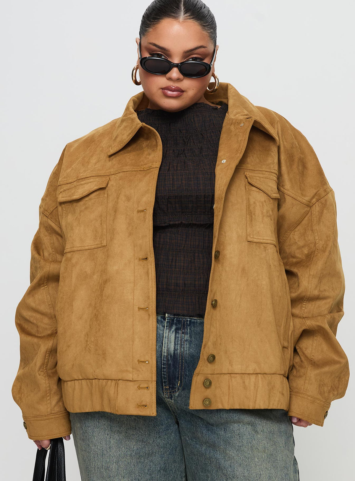 Chaqueta tipo bomber de antelina marrón Ristretto