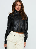 Chaqueta de piel sintética Monay negra