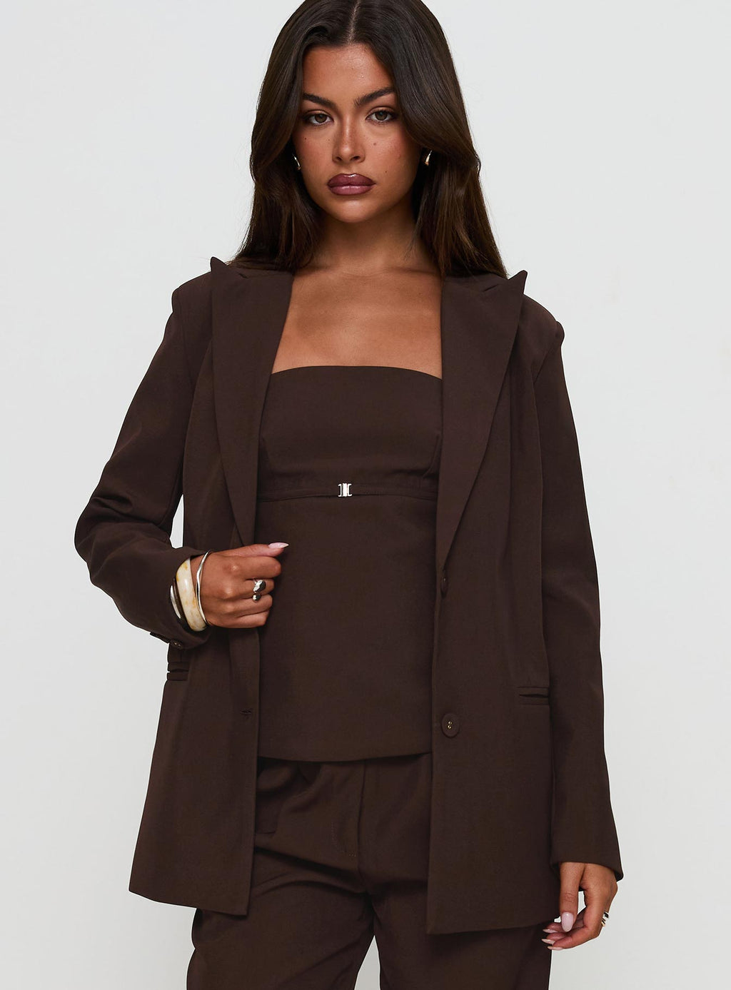 Blazer extragrande Crowd Pleaser color chocolate
