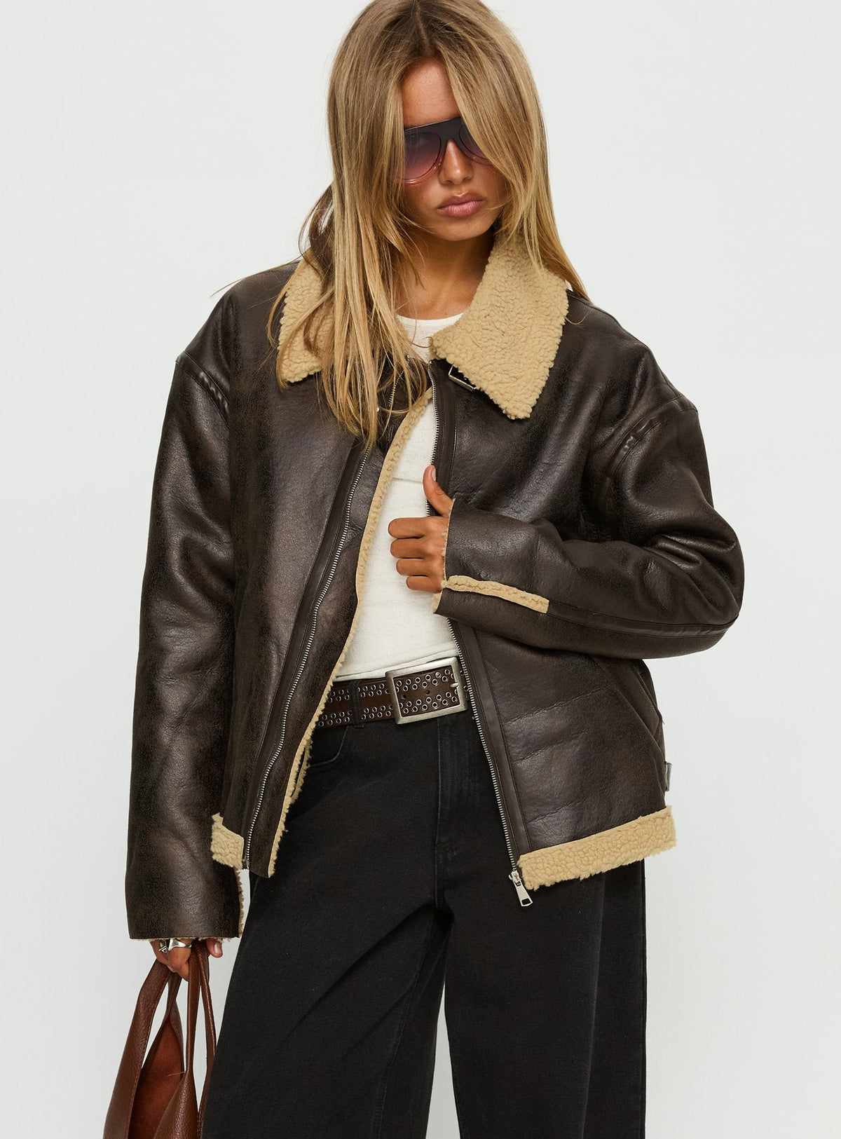Chaqueta con cuello Benetta marrón