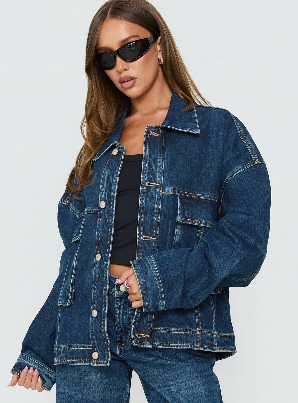 Chaqueta oversized Kier en denim lavado azul oscuro