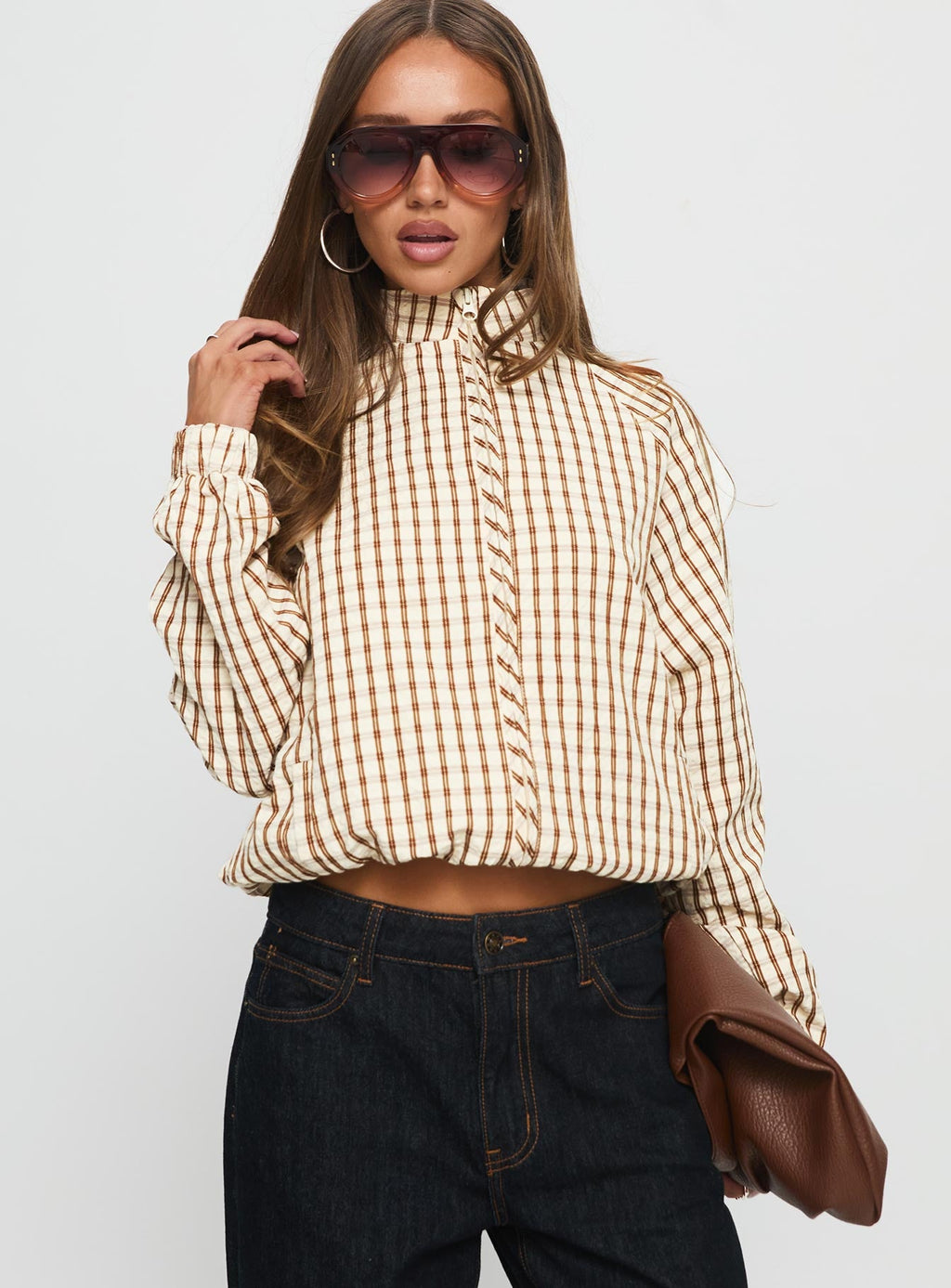 Chaqueta Kalle a cuadros marrón