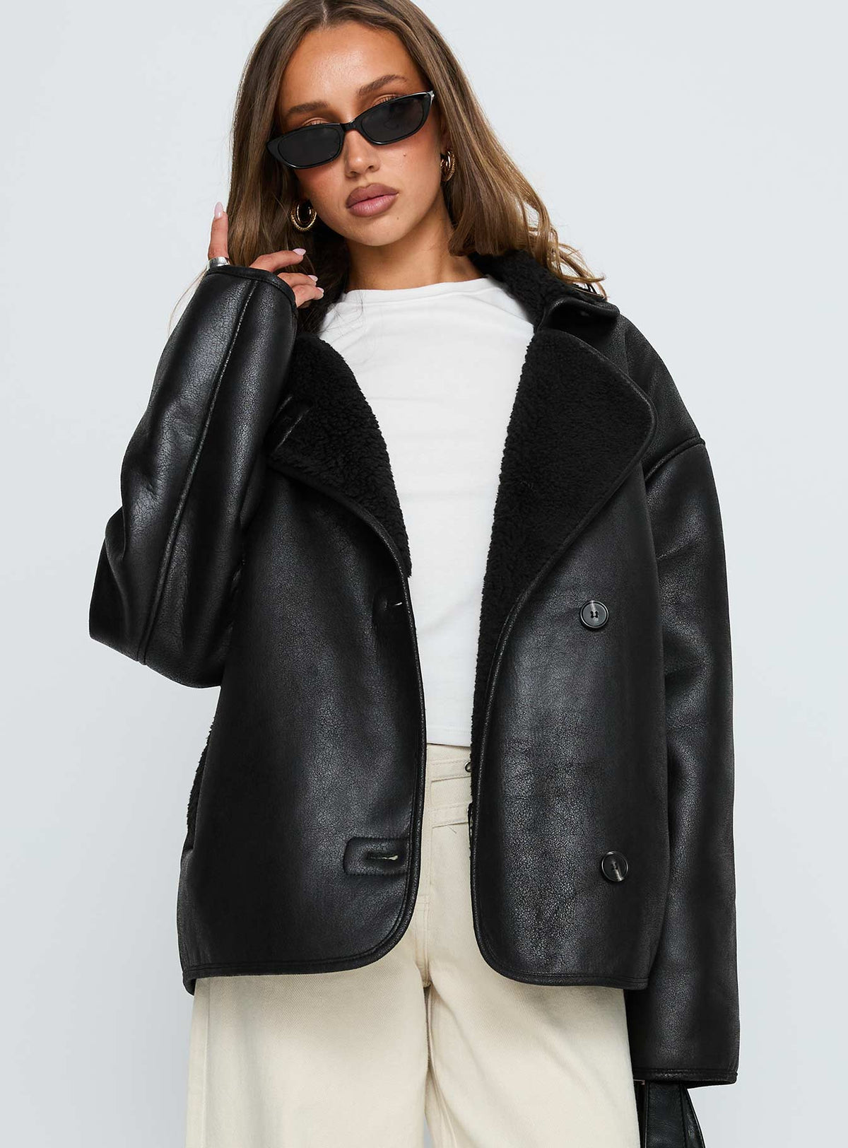 Chaqueta de piel sintética Nunez negra