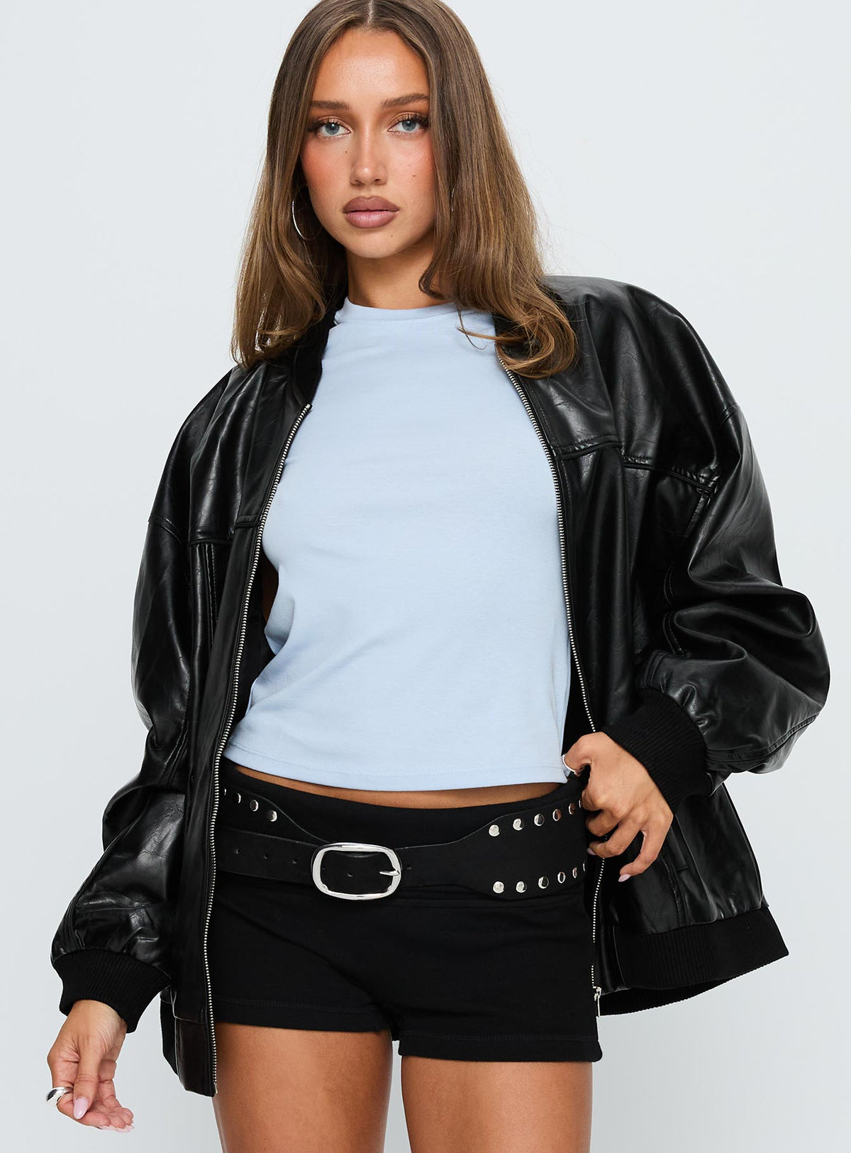 Chaqueta bomber de piel sintética Believe It color negro