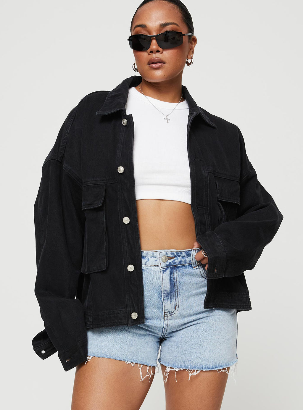 Chaqueta vaquera oversize Kier negra
