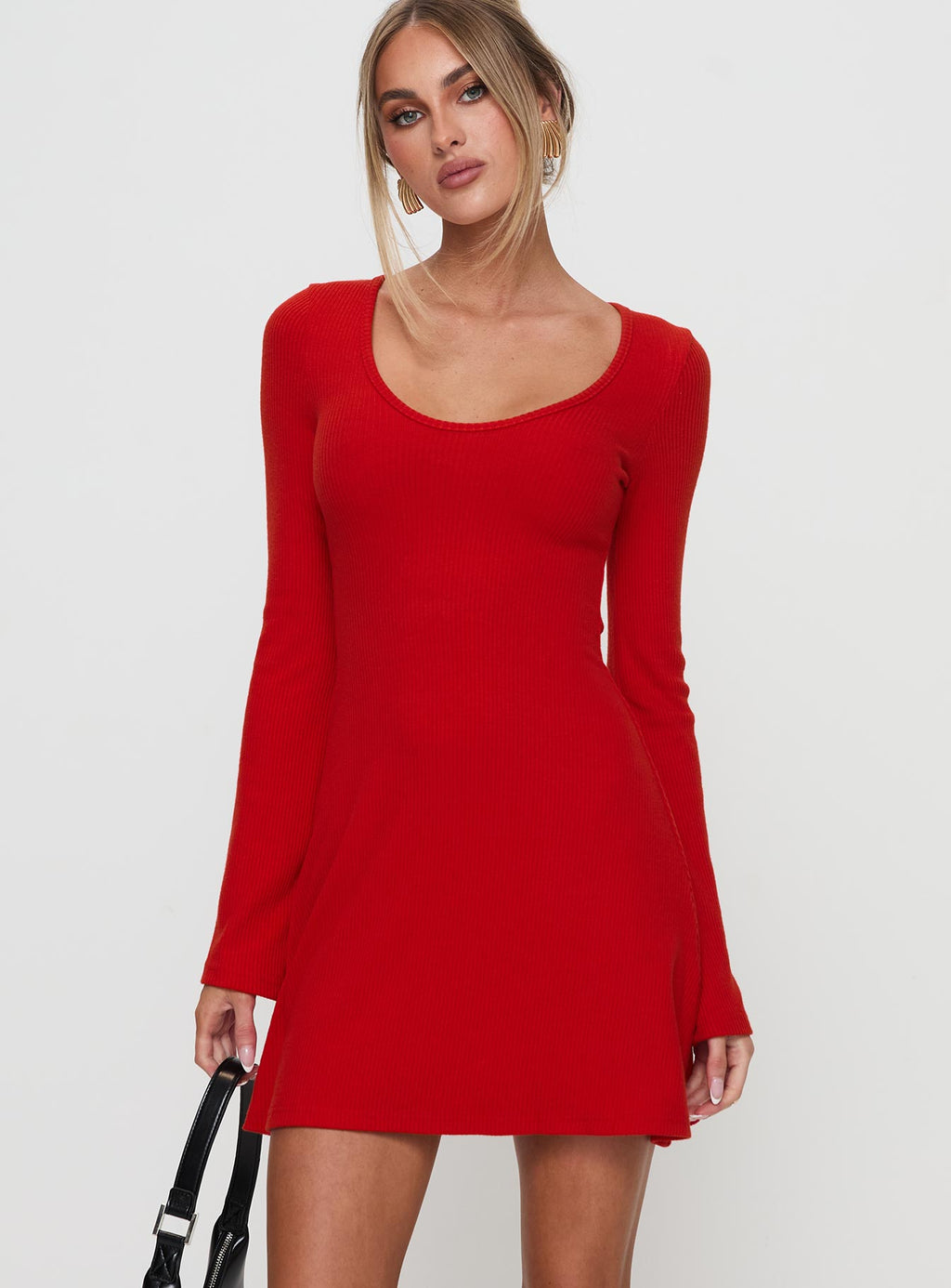 Vestido Mini de Manga Larga "Best Interest" Rojo