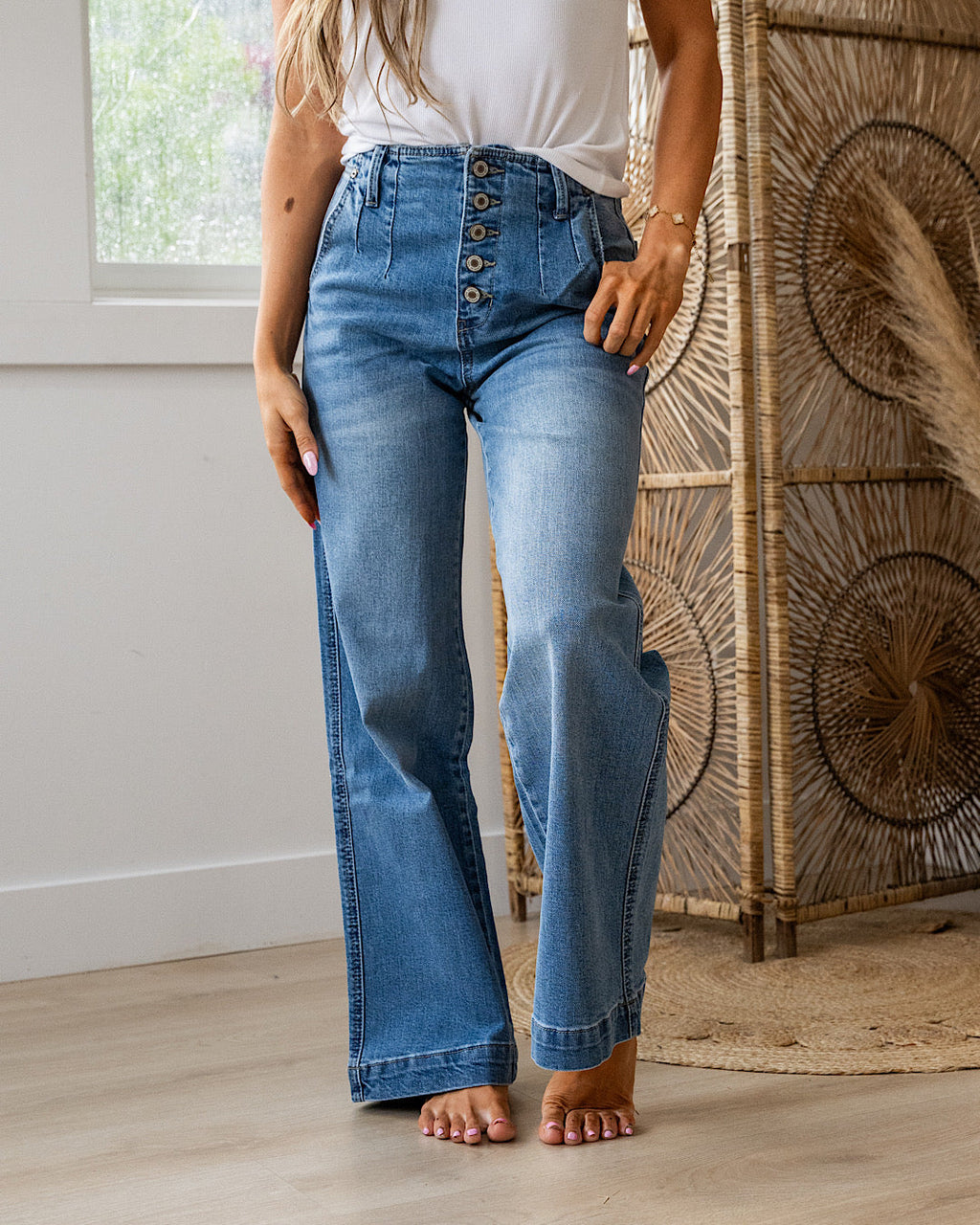 Jeans de pierna ancha KanCan Sienna sin desgastes VENTA FINAL