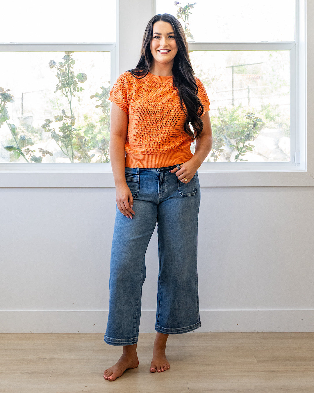 Top de punto de ganchillo Nicole - Naranja