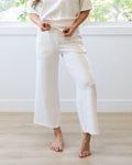 Pantalones anchos de tela scuba Kendall - Crema