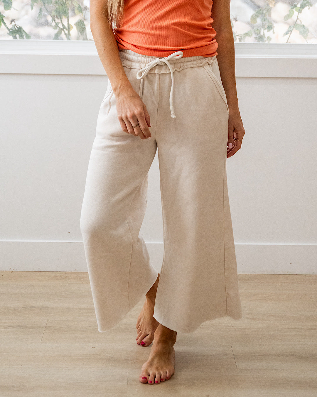 Pantalones anchos y cortos cómodos - Arena beige