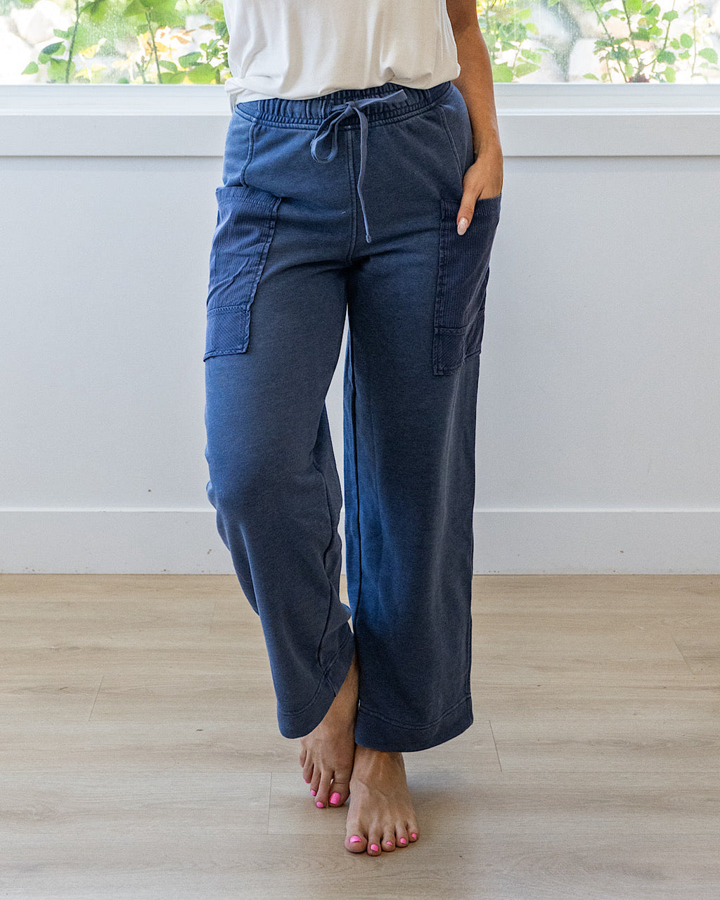 Pantalones cómodos Rae Mode Terry - Azul marino