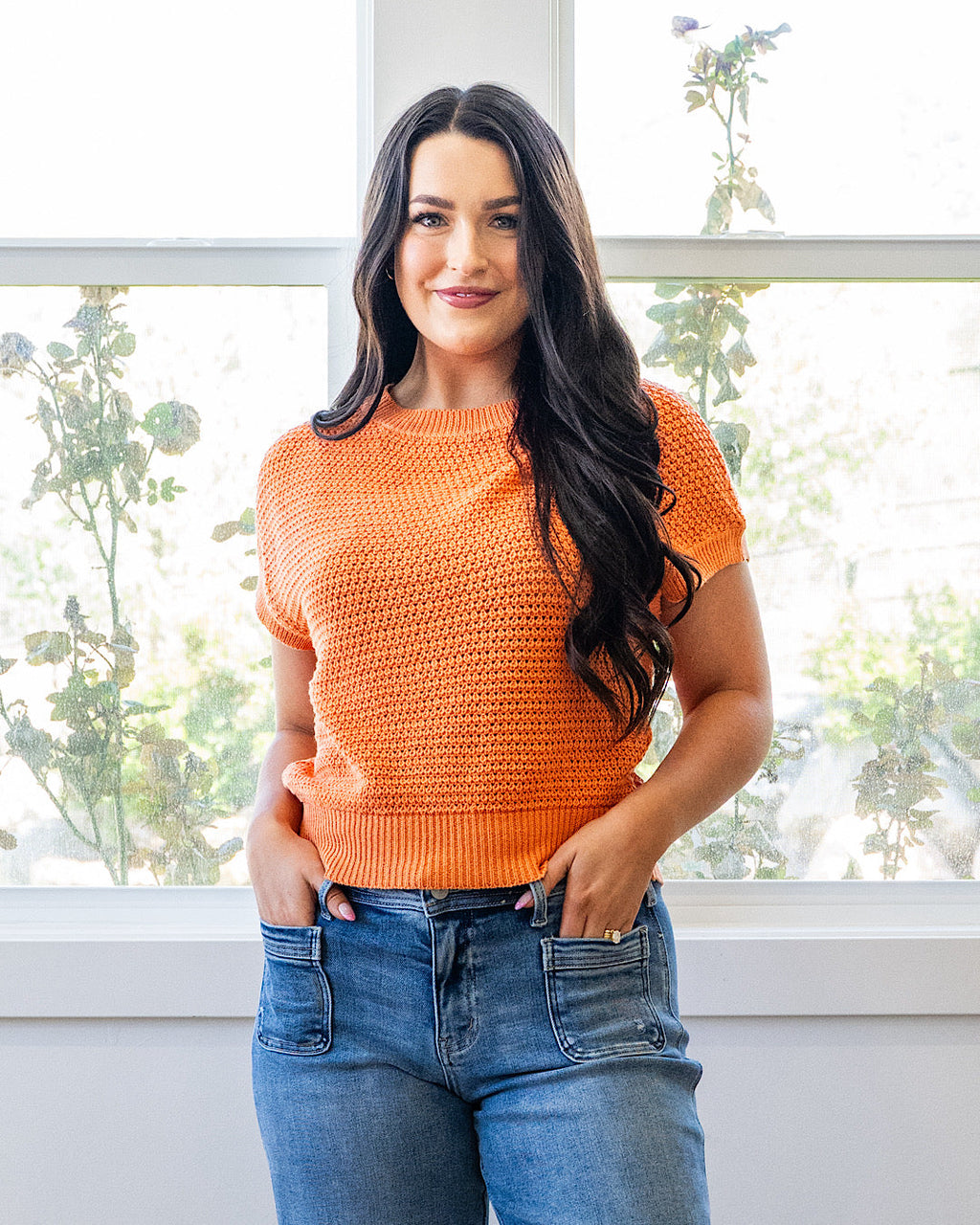 Top de punto de ganchillo Nicole - Naranja