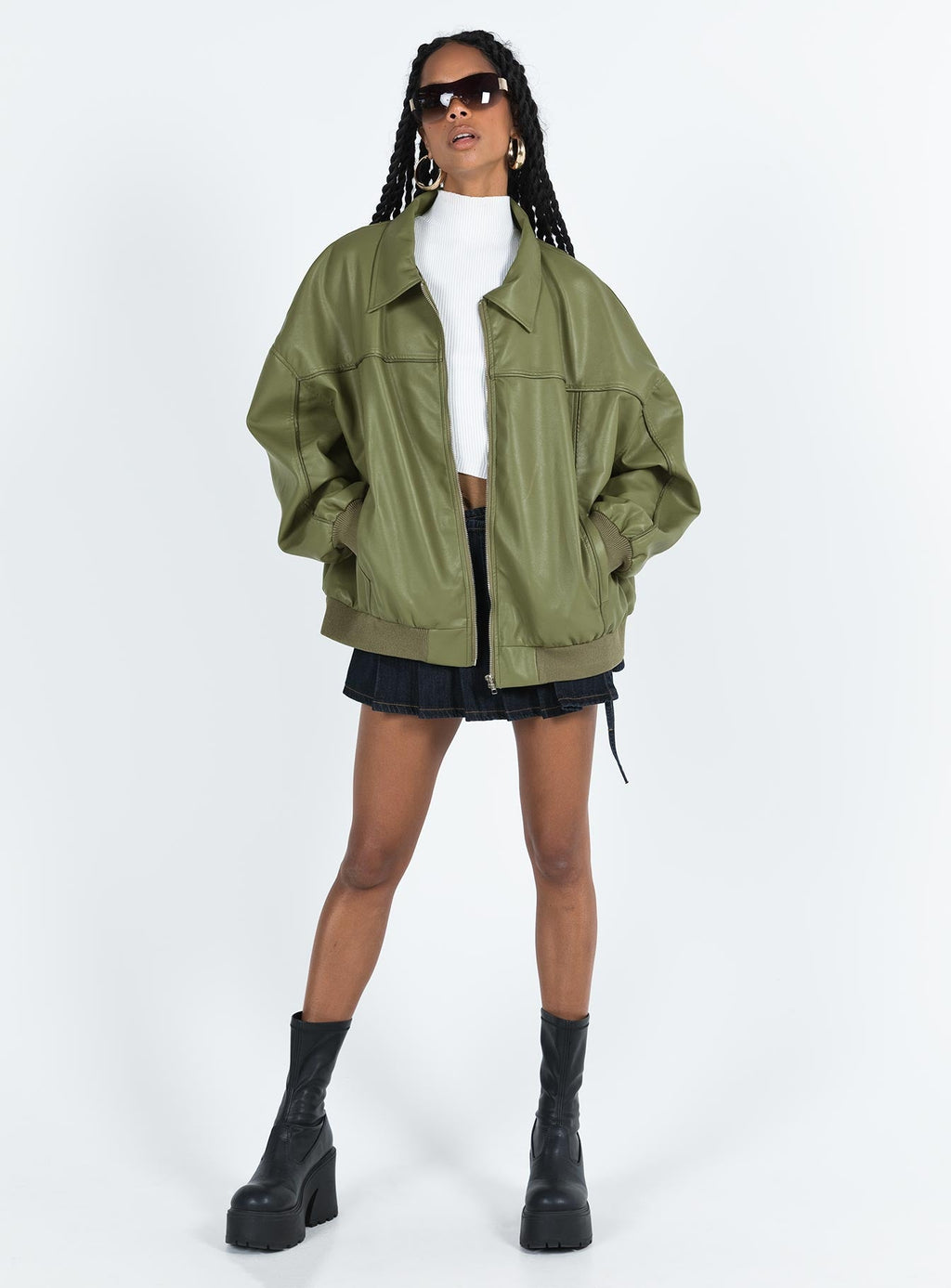Chaqueta bomber de piel sintética Goldsmith verde